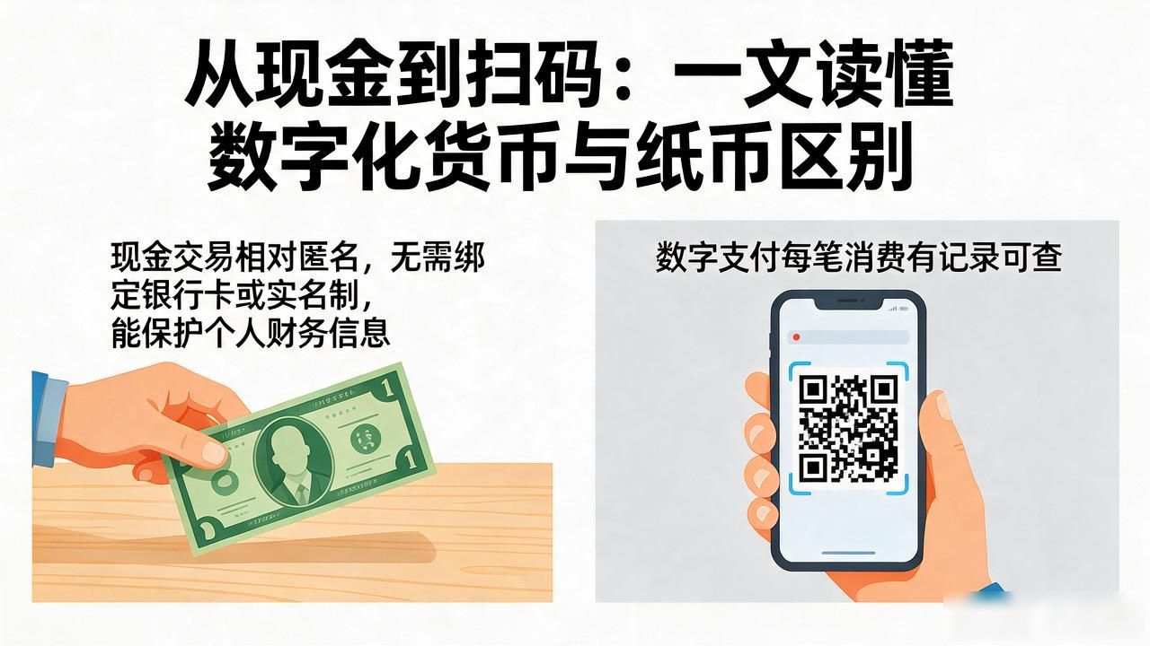 数字人民币与现金交易对比_银行实体支付与数字支付差异_数字化货币与纸币区别