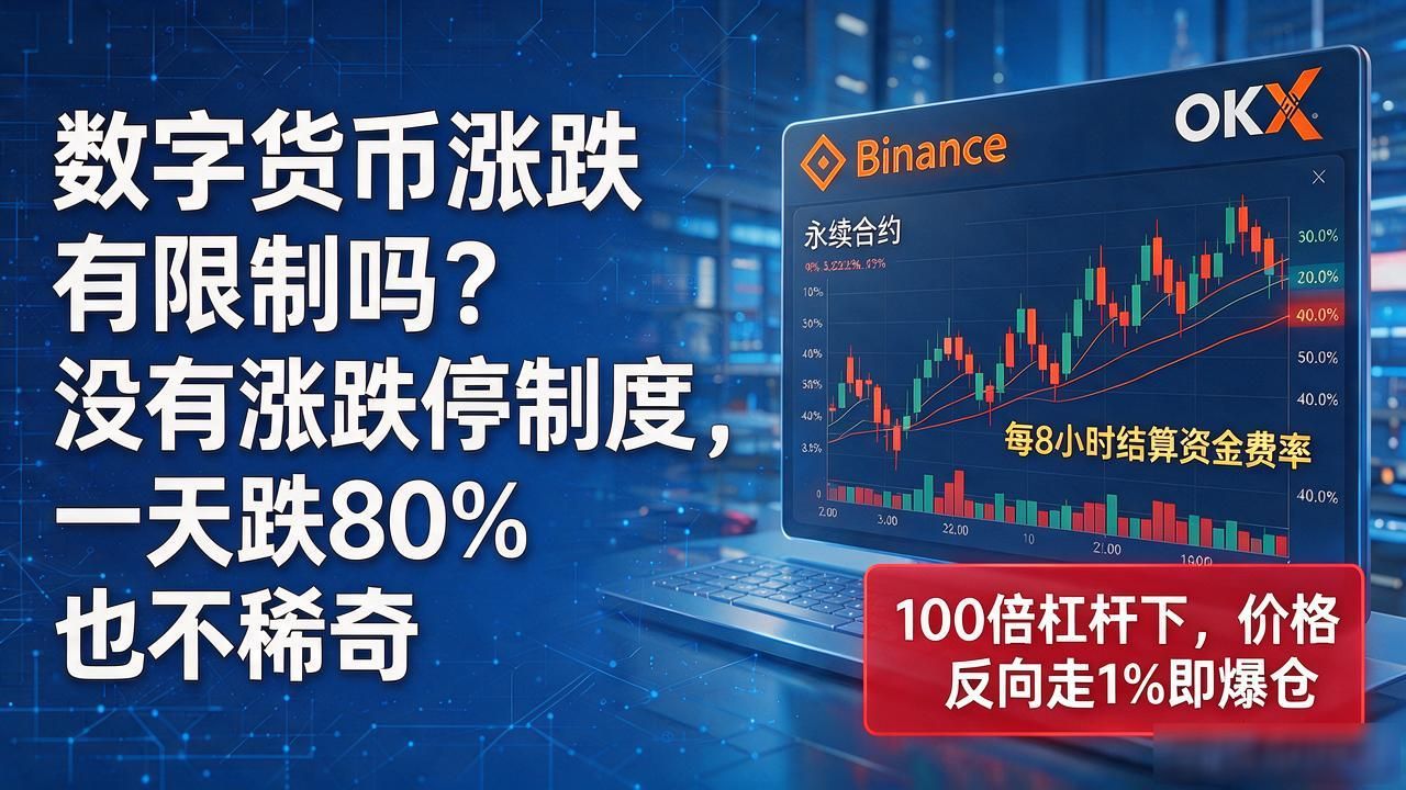 数字货币涨跌有限制吗？没有涨跌停制度，一天跌80%也不稀奇