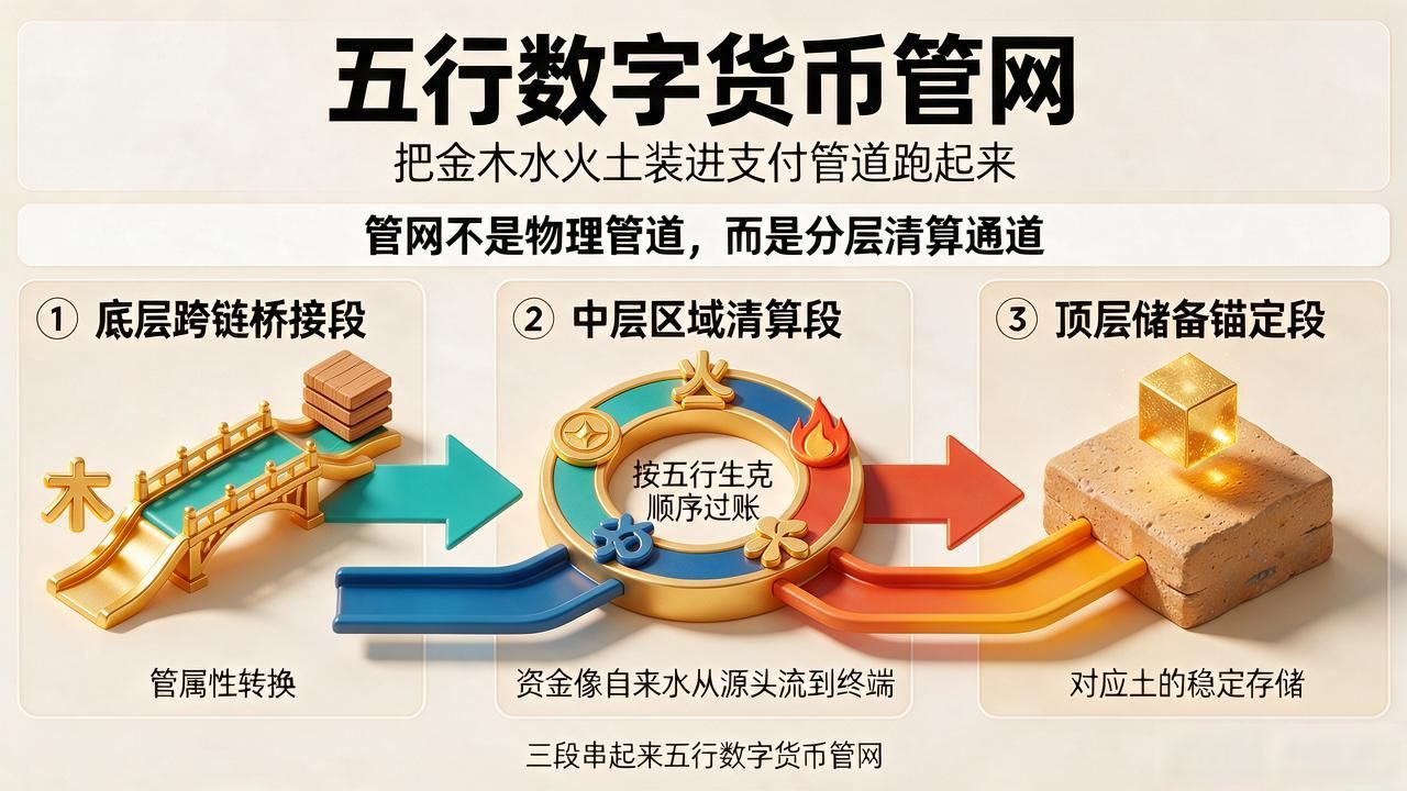 五行数字货币管网到底是啥？就是把金木水火土装进支付管道跑起来