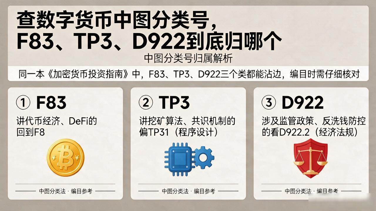 查数字货币中图分类号，F83、TP3、D922到底归哪个