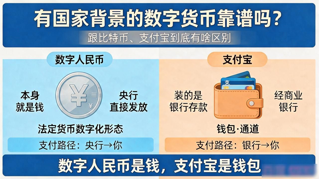 有国家背景的数字货币靠谱吗？跟比特币、支付宝到底有啥区别