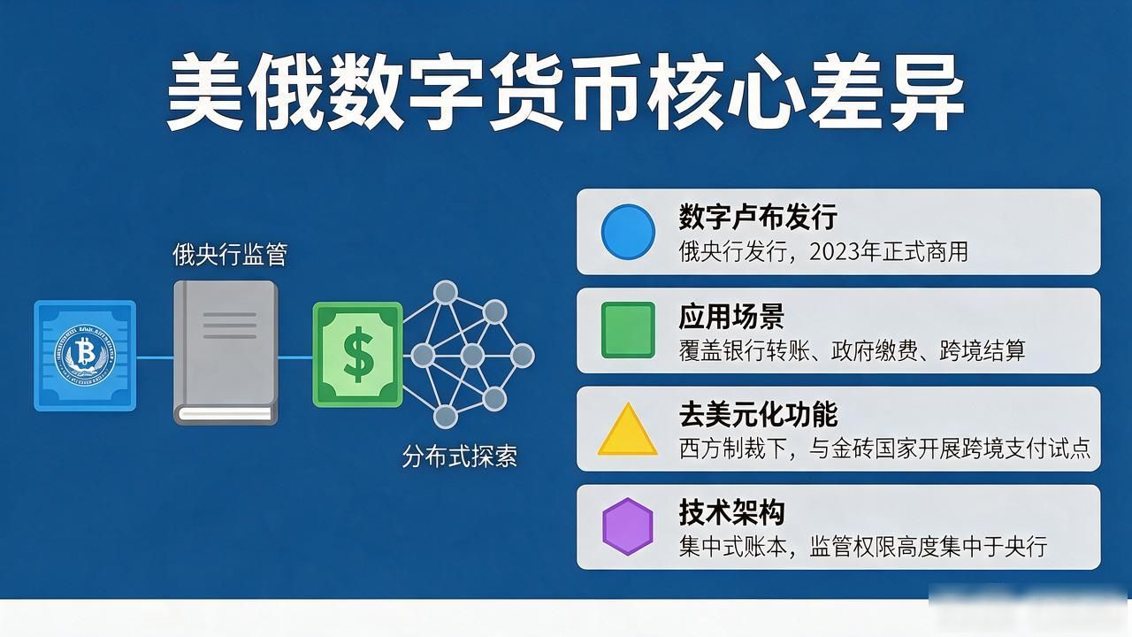 美俄数字货币对比图表：数字美元和数字卢布差距有多大