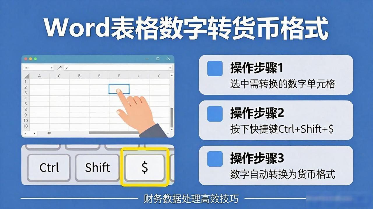 Word表格数字变货币格式，三步搞定财务数据