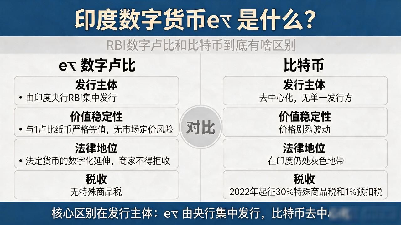 印度央行数字货币e₹与比特币区别_什么是印度数字货币_数字卢比零售批发应用场景