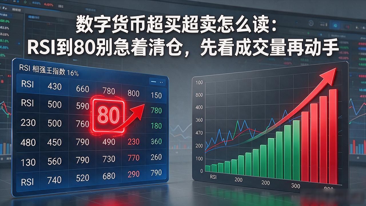 数字货币超买超卖怎么读：RSI到80别急着清仓，先看成交量再动手